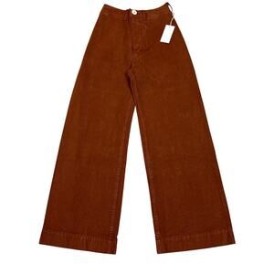 NWT Jesse Kamm Sailor Wide Leg Cotton Canvas Pants Women's 0 Boho Indie Twee